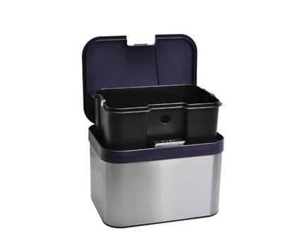 Compost Bin for Kitchen, Countertop Compost Bin, Body Stainless Steel with Lid, 1.13 Gallon with Inner Bucket Compact and Easy Clean (Black Silver)