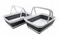 SAMMART Collapsible Basket with Handle 8L (2.1 Gallon) - Portable Outdoor Picnic Basket/Crate - Foldable Basin for Washing Dishes,Camping,Hiking (White/Steel Grey (Set of 2)) - color: White/Steel Grey (Set of 2)