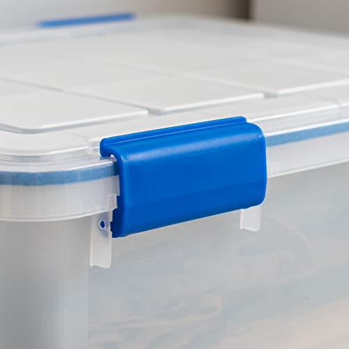IRIS USA 3-Pack 26.5 Qt Storage Bins with Gasket Lids, Clear/Blue - size: 27 Qt. - 3 Pack