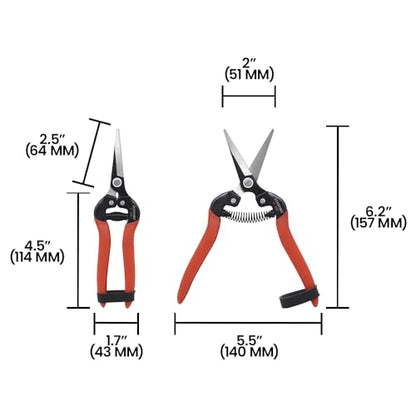 Zenport H300 Harvest Shear, Long Straight Carbon Steel Blade , Orange