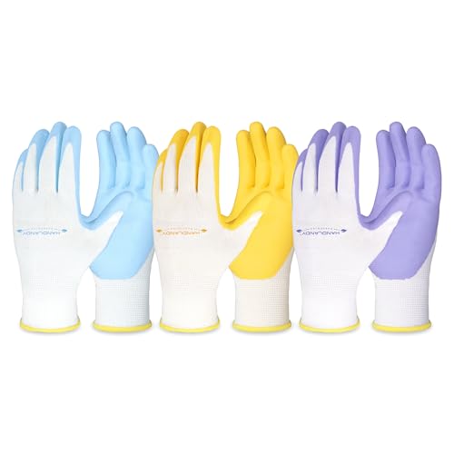 HANDLANDY 2/3/6 Pairs Womens Gardening Gloves, Garden Gloves for Women - color: White (3 Pairs), size: Medium