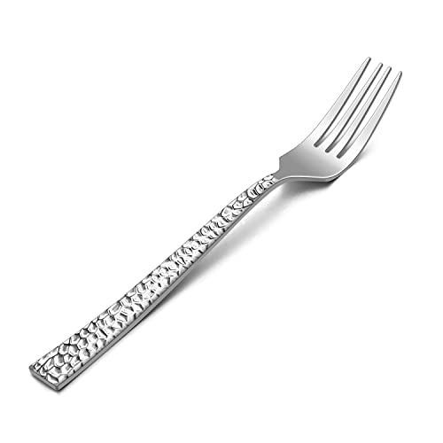 HaWare Hammered 12-Piece Dessert Forks, Stainless Steel 6.7in Salad Forks - size: 6.7 inches