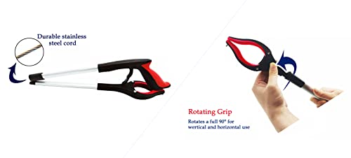Reacher Grabber Tool 32 Inch 2-Pack, Foldable Trash Picker Grabber, Trash Gripper, Garden Nabber, Litter Picker, Extended Grabber（Red/Blue) - color: Red/Blue