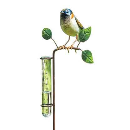 Bits and Pieces Bird Rain Gauge, 5 Inch Glass Tube, 39" Tall