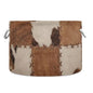 Brown Cow Fur Print Round Storage Basket Collapsible with Handle - color: Brown white