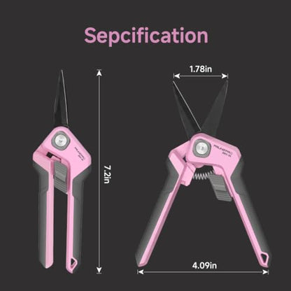 PrunePro® Garden Scissors Precise Cuts for Women Lightweight Sharp Snip - color: Pink