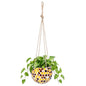 Ceramic Hanging Planter, Yellow Mosaic Bee Style Flower Plant Pot - color: Yellow