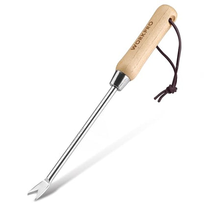 WORKPRO Dandelion Weeder Puller Tool with Wood Handle