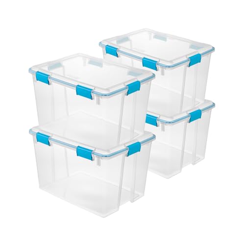 Sterilite Gasket Storage Box with Lids for Home & Office, 80 Quart, 4-Pack - size: 80 Quart, style: 4 Pack