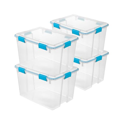 Sterilite Gasket Storage Box with Lids for Home & Office, 80 Quart, 4-Pack - size: 80 Quart, style: 4 Pack