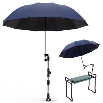 Garden Umbrella Holder with Umbrella for Chair, 180° Adjustable Clamp