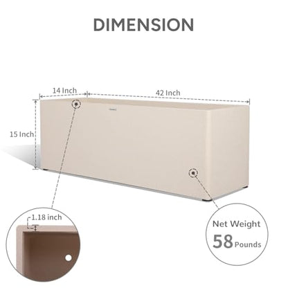42" Large Rectangular Planter - Handmade Fiberglass Composite - color: Off White, size: Large