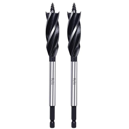 Wood Drill Bit 11/16 in. x 6-1/2 in. x 2Pcs Auger Drill Bits for Wood with 1/4 Inch Quick Change Hex Shank - size: 11/16 Inch