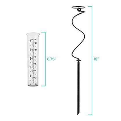 La Crosse 704-08967-INT Original Handcrafted Colombian Metal Finish Spiral Rain Gauge with 5-inch Capacity Glass Rain Garden Tube - color: Bronze