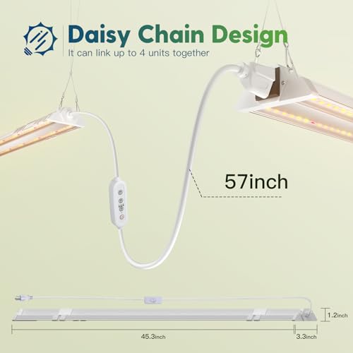 FREELICHT 1Pack 4FT Grow Light for Indoor Plants, Timer, 60W Full Spectrum