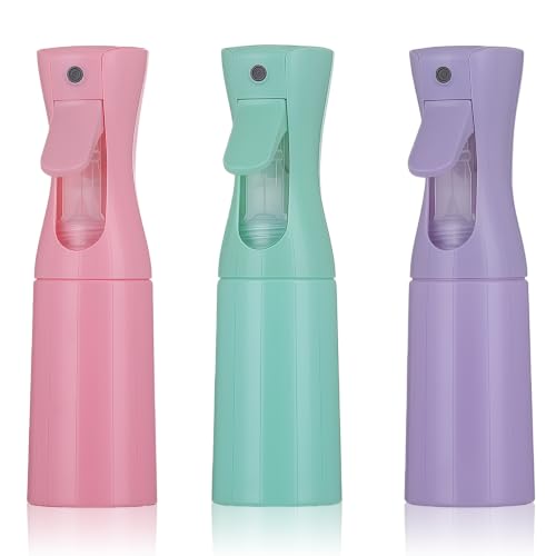 3 Pack Continuous Spray Bottle Atomizing Mister for Hair,Plants,Cleaning,Travel Fine Mist Water Spray Bottles for Styling,Refillable Empty Spray Bottles,Pink&Purple& Green(200ml) - color: D