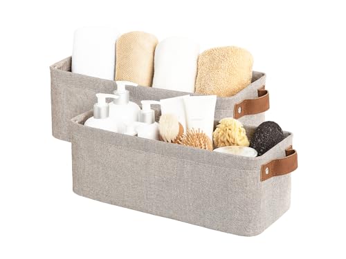 StorageWorks Narrow Storage Bins, Long Baskets, Brown and Beige, 2-Pack - color: Brown and Beige, size: 15"L x 6"W x 5"H