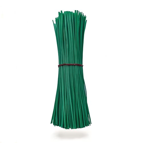 Green 6" Twist Ties (500 Pack) - Pre-Cut Garden Plant Ties in Self-Sealing Bag, Sturdy PET & 0.45mm Iron Core, Heavy Duty Reusable Ties for Tomato, Monstera, Vines and Cords - color: Green, size: 6 Inch