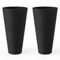 Kante 2-Pack All-Weather 18" H Round Tapered Black Plastic Planters - color: Black, size: 18" H