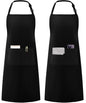 Syntus Apron for Men Women, Adjustable Cooking Kitchen Apron with 2 Pockets - color: Basic Black, style: 2 Polyester