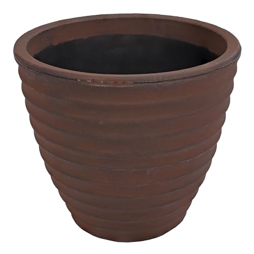 Sunnydaze Ribbed 13'' Plastic Planter Pot for Plants, Sable, 2pk - size: 13 in
