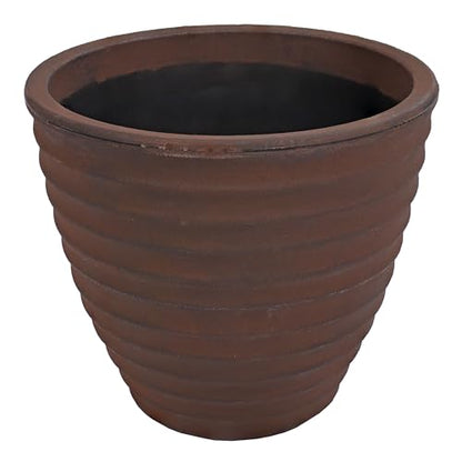 Sunnydaze Ribbed 13'' Plastic Planter Pot for Plants, Sable, 2pk - size: 13 in