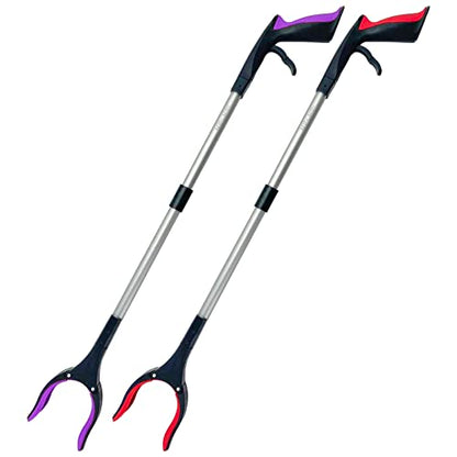 Reacher Grabber Tool 32 Inch 2-Pack, Foldable Trash Picker Grabber, Trash Gripper, Garden Nabber, Litter Picker, Extended Grabber（Red/Purpl) - color: Red/Purpl