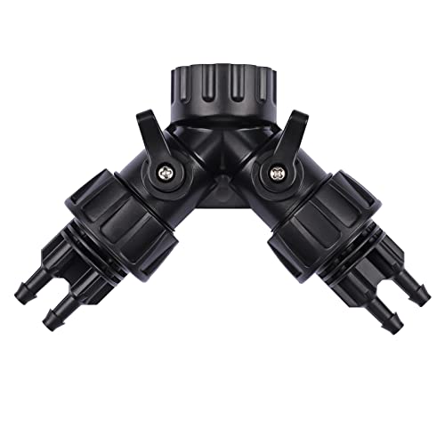 1/4 Inch Drip Irrigation Tubing Faucet Connector 2 Way Y Splitter - size: 3/4" to 1/4" Y Hose Splitter