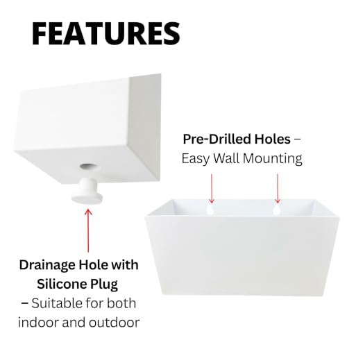 LaLaGreen Wall Planter (3-Pack Set) Rectangular Indoor Hanging Flower Boxes - size: 3-Pack Set