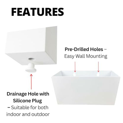 LaLaGreen Wall Planter (3-Pack Set) Rectangular Indoor Hanging Flower Boxes - size: 3-Pack Set