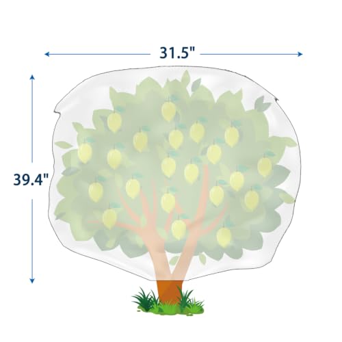 Homimp Plant Covers Freeze Protection,4 PCS Frost Covers with Zipper Drawstring (31.5" x 39.4") Plant Protection Cover Bags for Outdoor Winter Frost Cold Weather Shrubs Trees Jacket Covers,Green - size: 31.5"W x 39.4"H