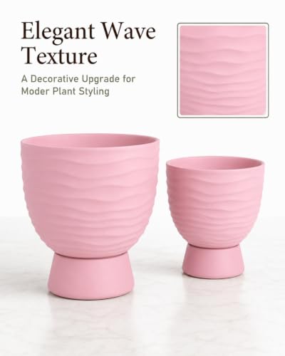vensovo Pink Terracotta Self Watering Plant Pots, 6 and 8 Inch with Saucers - color: Terracotta2