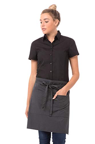 Chef Works Unisex Half Bistro Server Apron - color: Dark Grey Stripe, 1 Pack