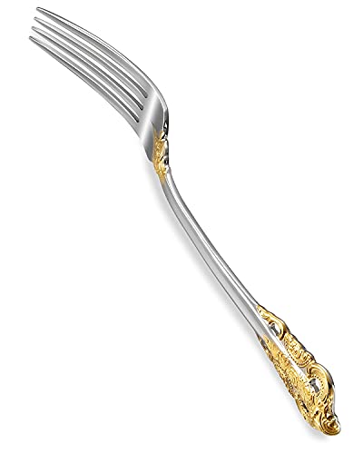KEAWELL Luxury 4-Piece 18/10 Stainless Steel Dinner Fork Set (Gold Accent) - color: Gold Accent