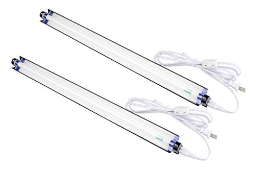 2 Pack SunBESTer LSF8181 Fluorescent T5 18“ 18W Single Strip Grow Lights w 2" Wide Mirror Reflector and 6500K and 2000 Lumens, Great for Seeding and VegGrow! (2, 18")