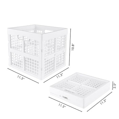 Eslite 3-Pack Collapsible Plastic Storage Crates,Foldable Crates for Storage,16L (White) - color: White