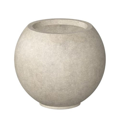 Kante Accent Round Sphere Weathered Concrete Planter 19.3" Dia, Outdoor - color: Weathered Concrete, size: 19.3"w x 16.5"h
