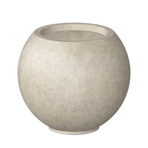 Kante Small Round Sphere Weathered Concrete Planter 11" Dia, Outdoor - color: Weathered Concrete, size: 11"w x 9.4"h