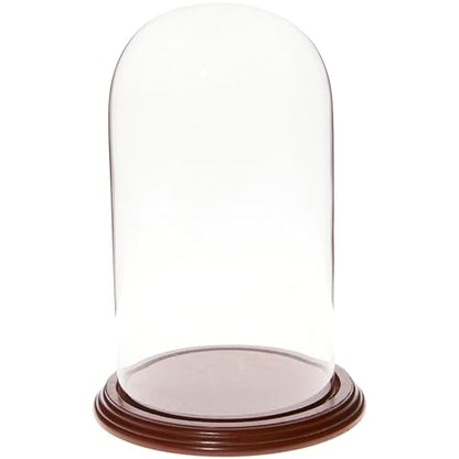 Plymor 5.5" x 10" Glass Display Dome Cloche (Walnut Veneer Base) - color: Walnut Veneer Base