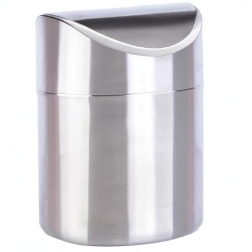LOVEINUSA Mini Trash Can with Lid, 1.5l Small Garbage Bin Brushed Stainless