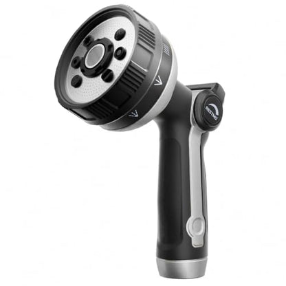 RESTMO Garden Hose Nozzle Heavy Duty, Thumb Control Metal Sprayer Nozzle - color: Silver, size: Normal