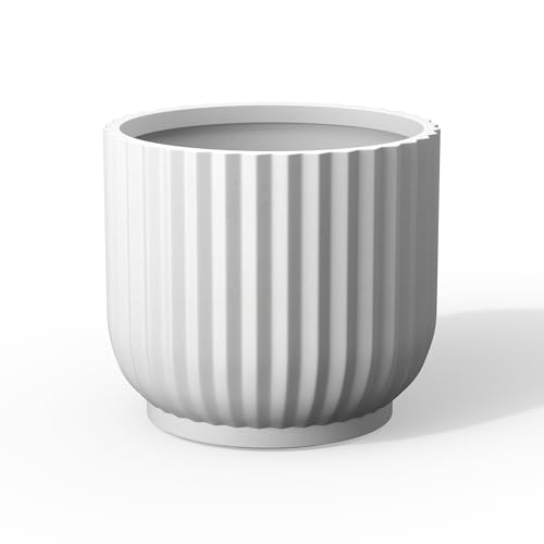 Kante Accent Round Pedestal White Concrete Planter 14" Dia, Outdoor - color: White, size: 14"w x 11.8"h