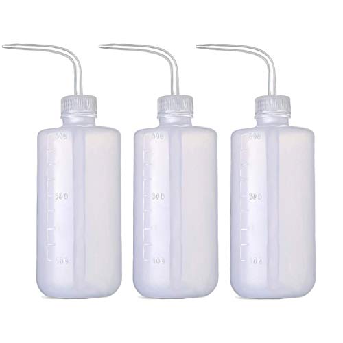 BEADNOVA Irrigation Bottle 500ml 17oz Indoor Plant Watering Can Water Squirt Plastic Rinse Bottle for Eyelash Extensions Eye Wash Tattoo Lab (3pcs) - color: 500ml, 3pcs