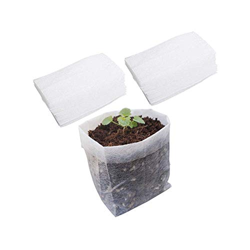 Belit Nursery Growing Bags, 100 Pcs Fabric Seedling Pots Non-Woven Pouch for Gardening Seed Plant Bag, Potato, Flower, Tomato Plant Starts (5.7" x 5.7 ") - size: 100 Pcs 5.7"x5.7"