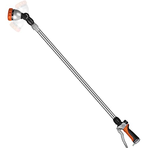 RESTMO Long Telescopic Watering Wand for Garden Hose, 36”-60” Garden Wand - color: Orange