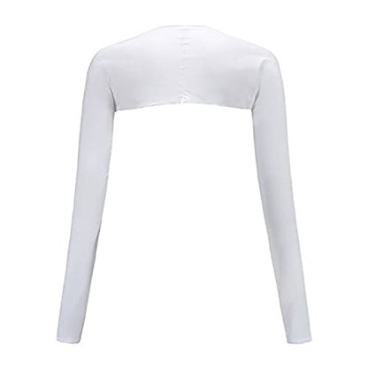 Cool Shawl Arm Covers 2-Pack Sun Protection with Finger Holes UV Protection Arm Covers for Golf - color: White