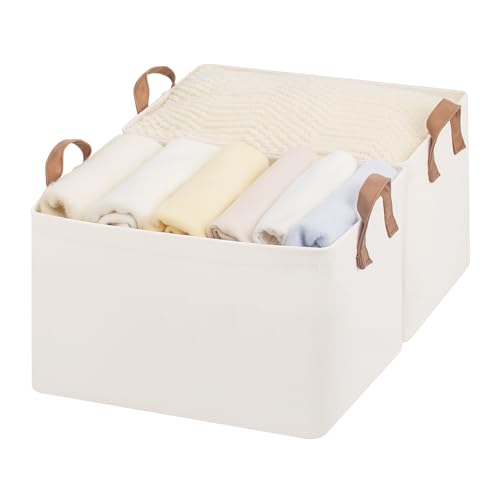 StorageWorks Fabric Storage Bins, Large Storage Baskets for Shelves, Closet Organizers and Storage Bins with Metal Frame, Handles, Natural Color, 24-Pack - color: Natural Color, size: 16 ½" L x 12" W x 10 ¼" H (Pack of 12)