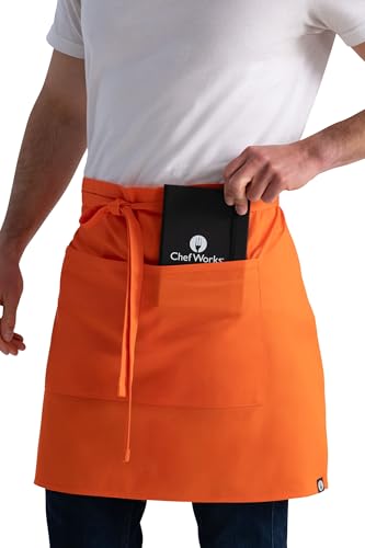 Chef Works Unisex Half Bistro Server Apron - color: Tangerine, 1 Pack