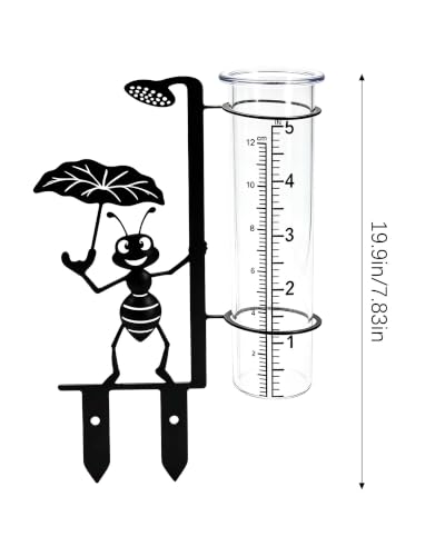 Cute Ant Rain Gauge Outdoor, Metal Gauge Stake with Acrylic Clear Tube