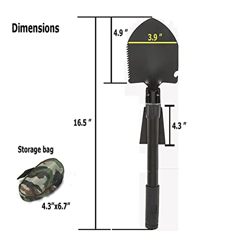 Folding Shovel with Carry Pouch Multitool Outdoor Folding Shovel
